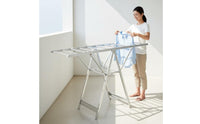 Double Layer Foldable Clothes Drying Rack Large Capacity Aluminum Laundry Rack Stable & Windproof Floor Standing Clothes Horse for Outdoor