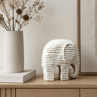Elephant Figurine Ribbed Elephant Statue Modern Decor for Living Room