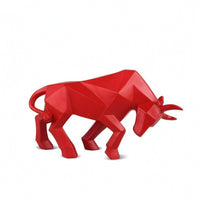 Geometric Financial District Bull Statue Faceted Abstract Bull Sculpture Collectible Decor Modern for Minimalists, Study, Entryway