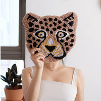 DIY Rug Needlework Kit, Handwoven Embroidery Wildcat Tapestry, Yarn Painting Home Decor Craft