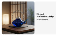 Blue Glass Teapot Heat Resistant Twisted Handle Glass Teapot Elegant Design