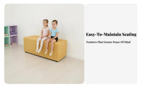 Faux Leather Long Seat Soft Padded Armless Backless Ottoman Comfortable pad Upholstered Bench for Children, Guests, Dance Studio, Rest Area, Lobby