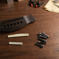 Wooden Acoustic Guitar Bridge Set Replacement Guitar Bridge with Saddle Pre-Slotted Hardware Stable for Luthier, Guitarists, Instrument Maintenance