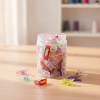 50 Pieces Sewing Clips Flat Sewing Clips with Jar Transparent Sew Clip for Quilters