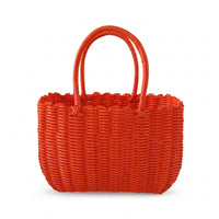 Large Plastic Woven Storage Basket with Handles for Shopping, Groceries, and Organization