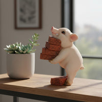 Resin Pig Figurine Artisanal Appearance Cute Pig Ornament for Flower Pot