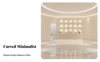 Curved Reception Desk Spacious Storage Varnish Ed Cashier Desk Sturdy Construction Retail out Station for Business Owners, Office Lobby, Boutique