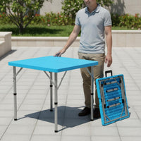 Square Folding Table Foldable Fold-in-Half Table Space-Saving Furniture for Mahjong, Outdoor, Card Entertainment