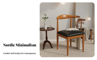 Sturdy Steel Frame Nordic Design Dining Chair Comfortable Seating Wood-Look Metal Chair Thick Cushion Home Furniture Strong Load-Bearing for Homeowners, Students, Restaurant Owners, Study Room, Bedroom