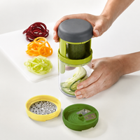 3-in-1 Julienne Slicer, Kitchen Utensil with Stainless Steel Blades, Green Vegetable Cutter for Zoodles, 15.6x8.1x8.1cm with Container