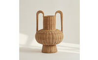 Wicker Vase Rustic Woven Vase with Handles Boho Basket for Dried Flowers, Home Decor