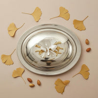 Iron Oval Butter Box Polished Finish Leaf Lid Butter Box Decorative Kitchen Storage Multi-Purpose