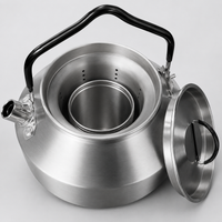 Stainless Steel Tea Set, Portable, Camping, Outdoor, Travel, 5-Piece Set, With Mesh Tea Strainer, Includes Foldable Stove, With Storage Case