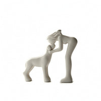 Human and Dog Statue Affectionate Dog Sculpture Warm for Pet Owners