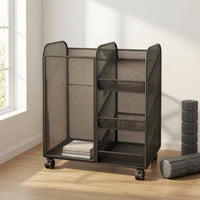Slanted Shelves Rolling Mesh Rack Caster Wheels Toy Storage Rack Movable Rolling Shelf Metal