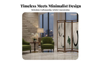 Wooden Folding Screen Foldable Design Wooden Frame Room Separate R Movable Freestanding Partition Screen for Homeowners, Hotel, Entrance Restaurant