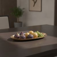 Hammered Metal Tray Sculptural Aluminum Fruit Bowl Wavy Serving Platter for Coffee Table