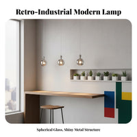 Modernist Design Pendant Lamp Creative Design Industrial Hanging Lamp Adjustable Height Glass Globe Pendant Light for Restaurant, Barber Shop