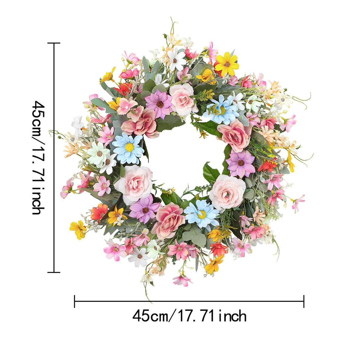Vibrant Colors Seasonal Floret Wreath Handmade House Decoration Realistic Look for Party