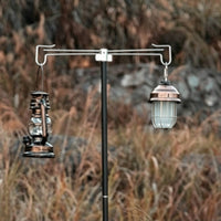 Telescopic Camping Lantern Stand Detachable Lamp Pole with Ground Stake Compact Light Pole with Double Hook Sturdy for Backyard