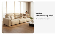 3-Seater Straight Sofa Genuine Leather 3-Seater Modern Couch Top-Grain Cowhide Living Room Seating for Families, partners, Lounge Area, Office, Bedroom