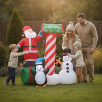 Self-Inflating Inflatable Santa Scene Weather-Resistant Christmas Inflate Decoration Festive Christmas Inflatable Lighted for Homeowners, Families, Yard, Lawn, Garden, Entryway