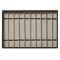Narrow Slots 10-Compartment Watch Tray Divided Insert Watch Display Tray Lidless Black Leather
