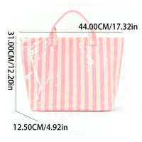 Lightweight Travel Tote Shiny Surface Striped Tote Bag Striped Shoulder Bag for Commuting, Shopping