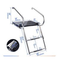 Curved Handrails Boat Swim Platform Textured Dot Pattern Stainless Steel Swim Platform Ladder Non-Slip Boat Boarding Ladder