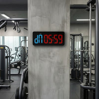 Large Display LED Gym Timer Adjustable Brightness Workout Timer Customizable Interval Clock with Wall Mount Bright for Athletes, Fitness Studio