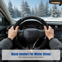 Winter Plush Steering Wheel Cover, Universal Fit, Anti-Slip, Warm, Sporty Design for Car