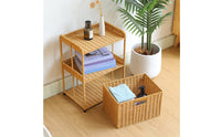 Woven Bedside Cabinet Compact Storage Cabinet with Drawers Multifunctional Braided Storage Chest for Living Room