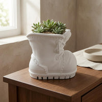 Treaded Sole Lace-up Boot Planter Compact Boot Planter Decorative for Desk