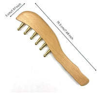 Wooden Massage Comb with Brass Pins Handheld Wooden Massage Comb for Travel