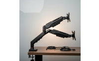 No-Drill Installation Adjustable Twin Monitor Arm Rotatable Twin Monitor Arm Ergonomic Design Double Screen Desk Mount Space Saving for Professionals, Gamers, Home Office, Gaming Setup