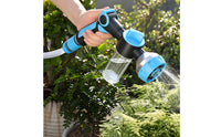 Transparent Reservoir Multifunction Spray Textured Grip Handheld Water Blue Accents Multi Function Water Jet Nozzle