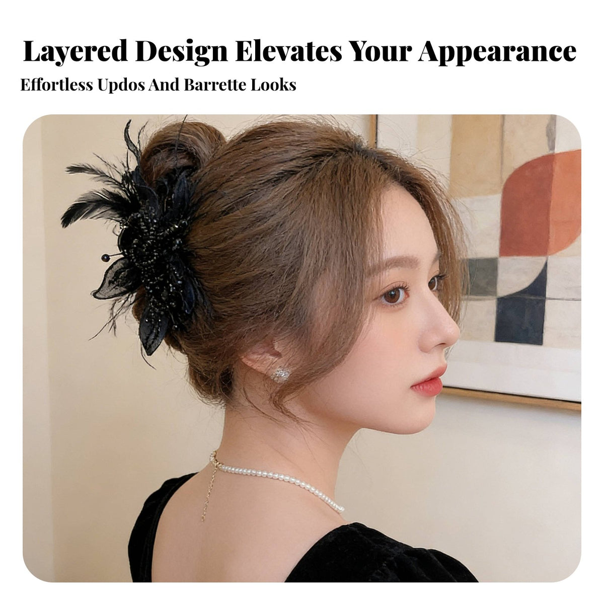 Delicate Tassel Grip Fastener Enchanting Aura Delicate Tassel Hair Grip Feather Bead Hair Fastener Elegant Design Lightweight