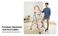 Foldable Folding Step Ladder Space-Saving Multi-Purpose Folding Ladder Anti-Slip Steps Portable Step Stool with Handle Stable for Homeowners, Adults, DIY Enthusiasts, Indoor, Kitchen, Garage, Garden