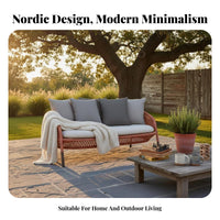 Nordic design Wicker Sofa and Table Set Weather-Resistant exteriordoor Furniture Modern Design Patio Seating Thick upholstered pads for Homeowners, Garden lovers, Families, Balcony, Terrace, Backyard, waterside