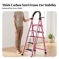 Foldable Folding Step Ladder Space-Saving Portable Step Ladder Multi-Functional Anti-Slip for Homeowners, DIY Enthusiasts, Handymen, Indoor, Kitchen, Garage, Office