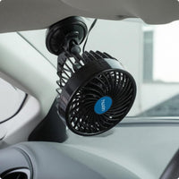Stepless Speed 6-Inch Car Fan Adjustable Suction Cup Fan Blue Center Cap for Vehicle Interior