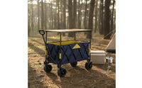 Portable Foldable Camping Wagon 360° Rotating Wheels Collapsible Outdoor Utility Carrier Large Capacity Heavy Duty Folding Wagon Steel Frame for Picnic, Gardening, Beach, Shopping