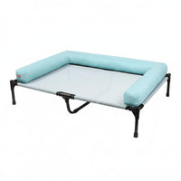 Detachable and Washable Elevated Dog Bed Easy to Clean Raised Pet Cot with Side Cushion Long-Lasting Construction Raised Cooling Pet Cot Heavy Duty Steel Frame for Patio