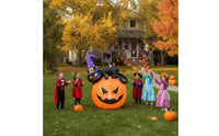 Lighted Black Cat with Witch Hat and Pumpkins Colorful Black Cat with Pumpkin Bright Halloween Decoration Family-Friendly for Garden