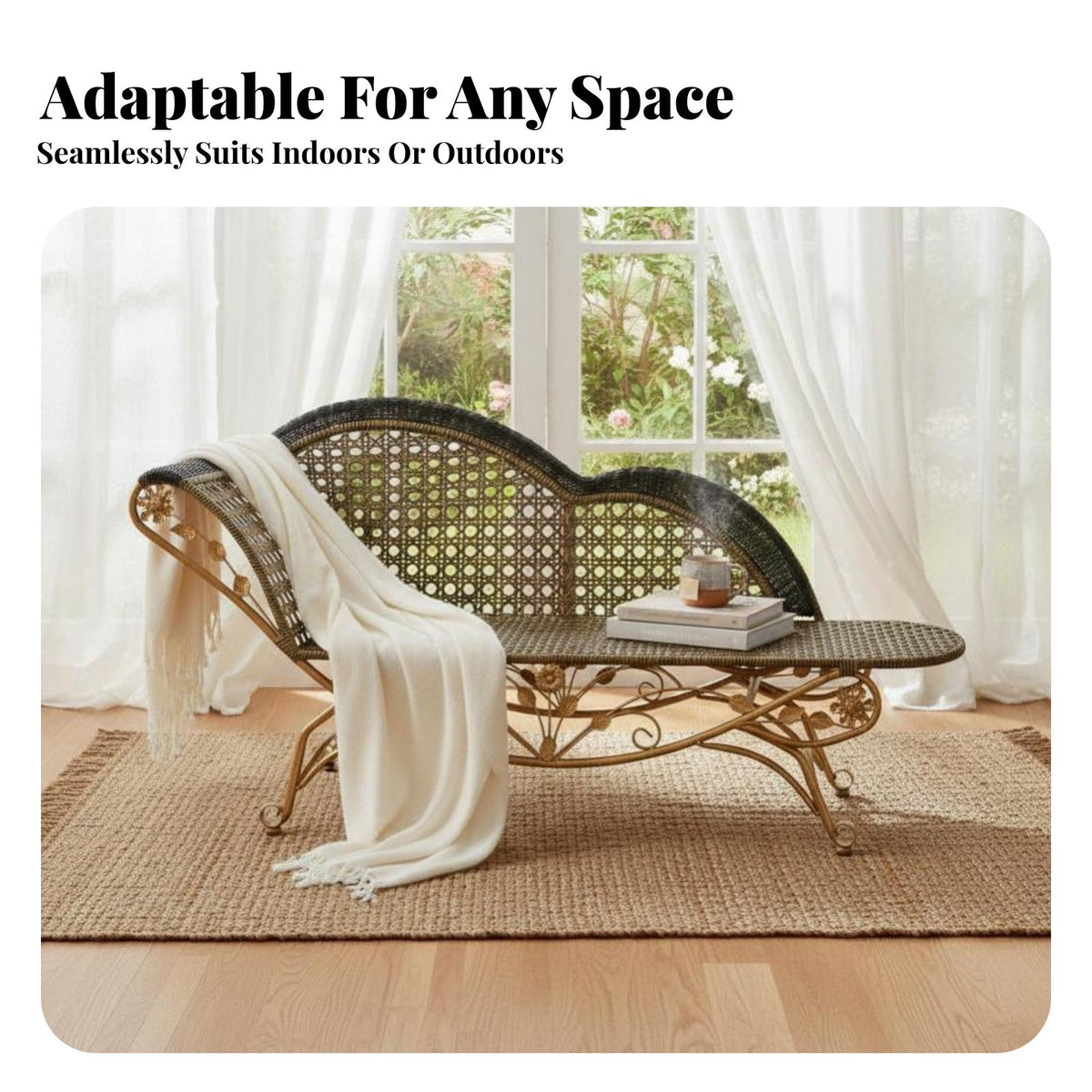 Vintage Design Wicker Chaise Lounge Hand-Woven Design Patio Daybed Weather-Resistant Outdoor Furniture Sturdy Frame for Hotel Owners, Sunbathers, Homeowners, Poolside, Balcony, Sunroom, Backyard