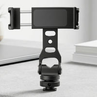Portrait and Landscape Phone Holder with Cold Shoe Mount Adjustable Phone Mount with Cold Shoe Aluminum Alloy Non-Slip for Vloggers, Photographers
