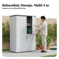 Horizontal Storage Shed Waterproof Horizontal Outdoor Storage Container Outdoor Cabinet for Patio Owners, Homeowners, Garden, Yard, Pool Area