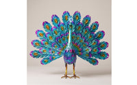 Metal Peacock Statue Multicolor Peacock Statue Standing for Patio