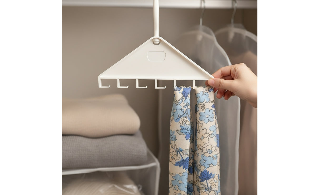 Space-Saving Multi-Hook Hanger Double-Sided Multi-Hook Clothes Hanger No-Drill Belt and Tie Organizer Compact for Renters, Students, Wardrobe, Dorm Room, Small Apartment