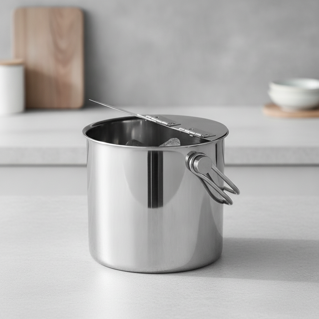 Stainless Steel Ice Bucket with Handle, KTV Champagne Beer Wine Cooler, Commercial Kitchen Portable Ice Cube Bucket